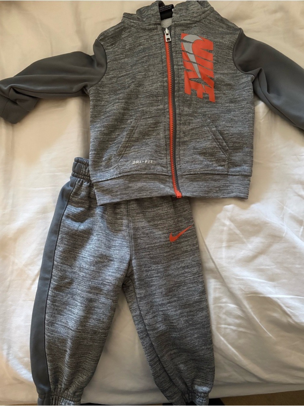 Nike Gray and Orange Dri-FIT Kids Hoodie & Joggers Set